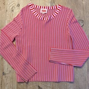 SOLID & STRIPED perfect holiday candy cane striped ribbed long sleeved top XL